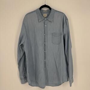 J.crew shirt mens XL slim untucked organic cotton chambray blue old money 80s
